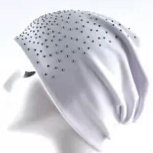 White Studded Spiked Rhinestones Lightweight Cotton Beanie Cap - NEW